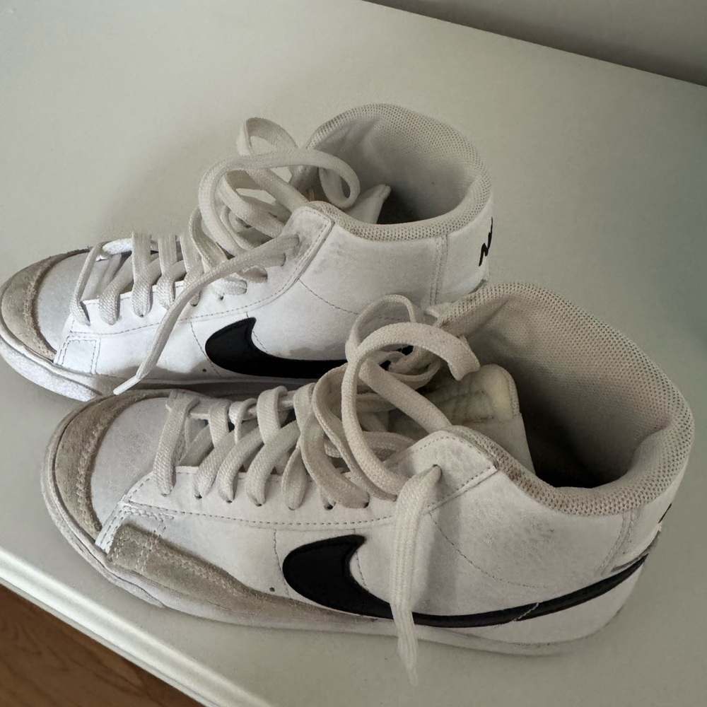 Nike Kids White and Black High-Top Sneakers